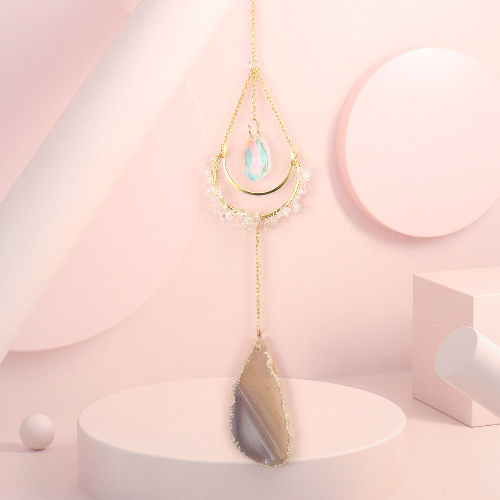 Pendentif Carillon Éolien En Cristal Naturel Moon Sun Catcher display picture 1