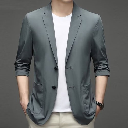Summer Ice Silk Men's Ultra-Thin Leisure Sun Protective Blazer Lightweight Spring and Autumn Single Coat Top