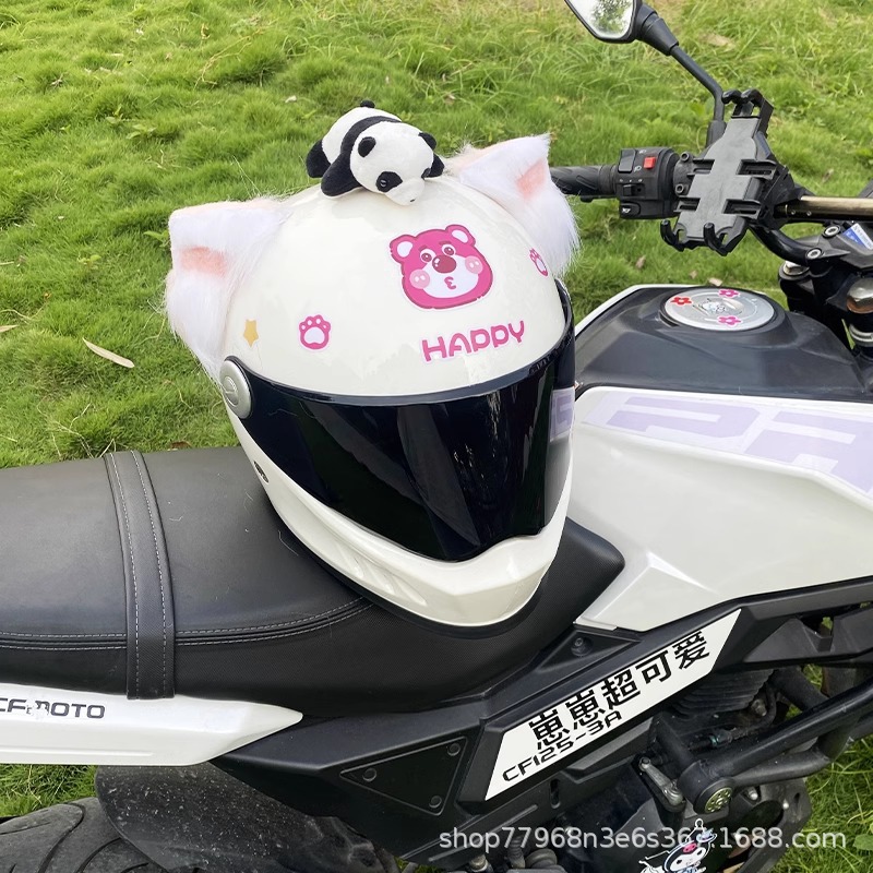 Personalized Creative Cool Helmet Accessories Pink Wolf Ear Decorations