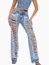 V 35191 Fashion Stretch Distressed Flared Jeans ����΢��ţ��