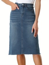 N 15673 Retro Split Denim Skirt �͹�ţ�а�ȹ �羳����