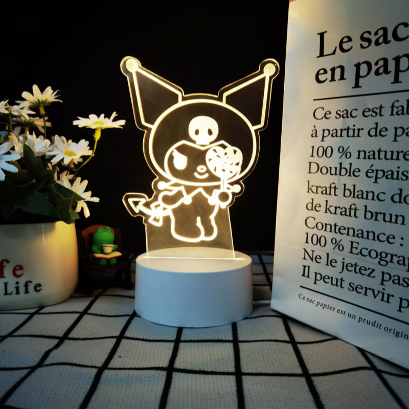 Venta caliente transfronteriza en el extranjero, nueva y extraña luz nocturna 3D, luz ambiental colorida, lámpara de mesa LED de la serie Sanrio Kulomi