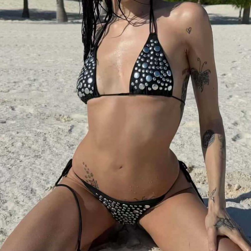 2026 New European and American Style Aliexpress Two-Piece Bikini Set with Sequins, Sexy European and American Beach Swimwear