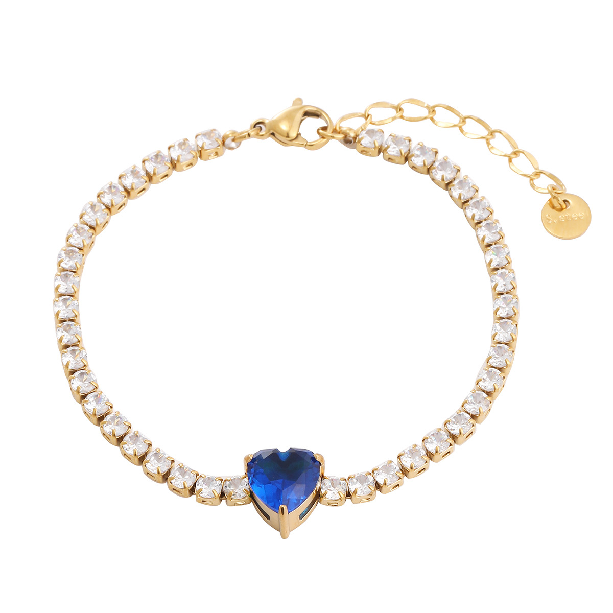 13g Weight 0.03µm-0.05µm Gold Plating Thickness PVD Coated Gold Plating Process Real Gold Plated Plating Material Rhinestones Inlay Material Bracelets Classification 1 Piece Quantity Holiday, Daily Occasion 304 Stainless Steel Material Heart Shape Pattern Women's Gender Simple Style, Classic Style Style Waterproof Non Tarnish, Inlay Craft PVD Coated Real Gold Plated Heart Shape 304 Stainless Steel Simple Style Classic Style Waterproof Non Tarnish Bracelets 9