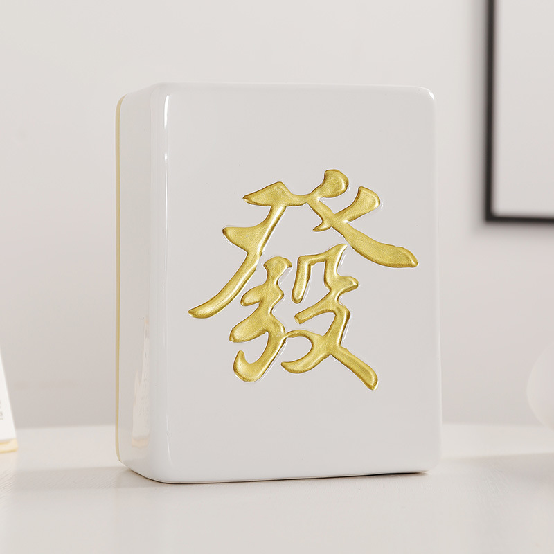Mahjong fortuna alcancía de cerámica creativa gran cambio moneda alcancía decoración del hogar Decoración regalo de cumpleaños