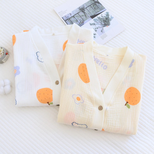 New Crepe Moon Suit Cardigan Refreshing Breathable Prenatal Postpartum Spring Summer Autumn Three Seasons Pregnant Women Pajamas