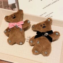 爆款小熊可爱憨豆夹子先生头饰边夹毛绒发夹掰掰新款侧边刘海百搭