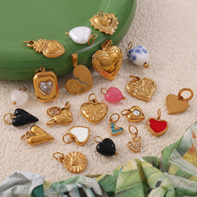 跨境不锈钢心形吊坠DIY配饰轻奢镀18K金不掉色项链时尚饰品配件女