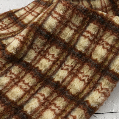 Пшеничный бархат с принтом в клетку, бархатное пальто Fair Isle, одежда в этническом стиле, бархатный короткий плюшевый бархат