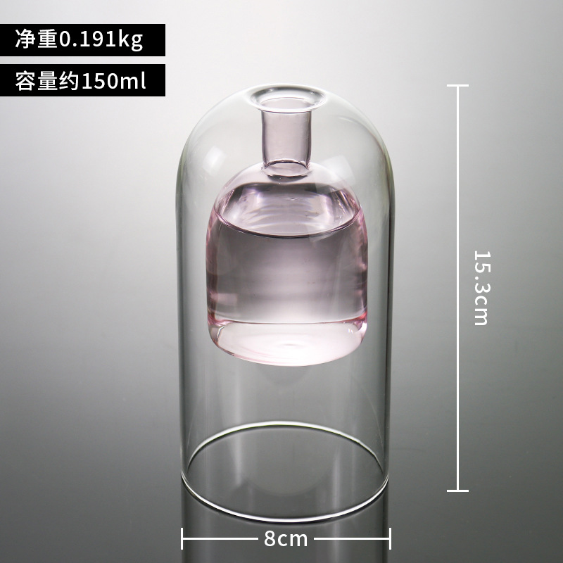 Botella de aromaterapia de vidrio de doble capa simple de estilo europeo hogar sala de estar dormitorio volátil ratán decoración floral botella vacía