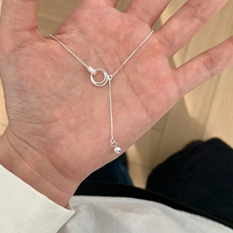 925 スターリングシルバーアクアマリン蝶ネックレス女性の非退色インニッチハイエンドライト高級鎖骨チェーンアクセサリー卸売|undefined