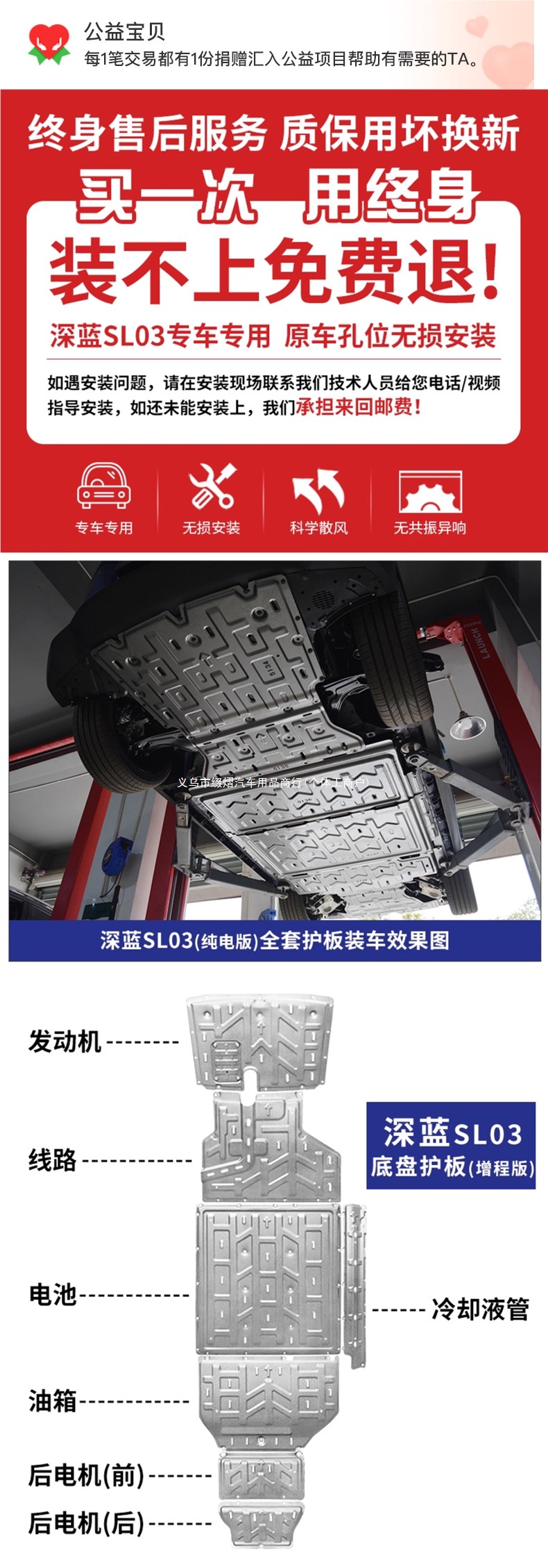 Changan Deep Blue SL03 battery underbody guard, extended-range Deep Blue SL03 chassis guard, engine and motor protection