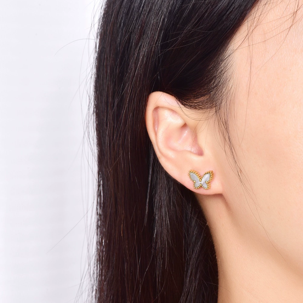 Earrings stainless steel, does not fade, 18 carat