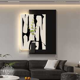 意式极简抽象客厅装饰画高级感壁画灯光画沙发背景墙挂画2025新款