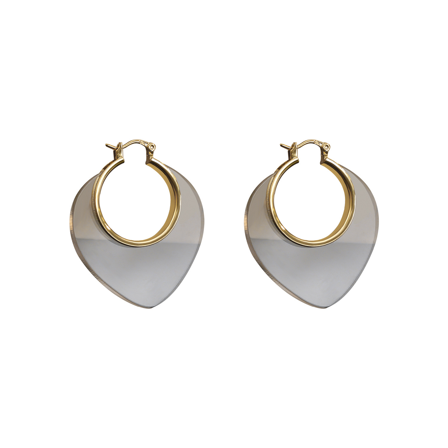 Oversized Sculptural Clear Acrylic Clip-on Earrings Modern Design_voghion.com