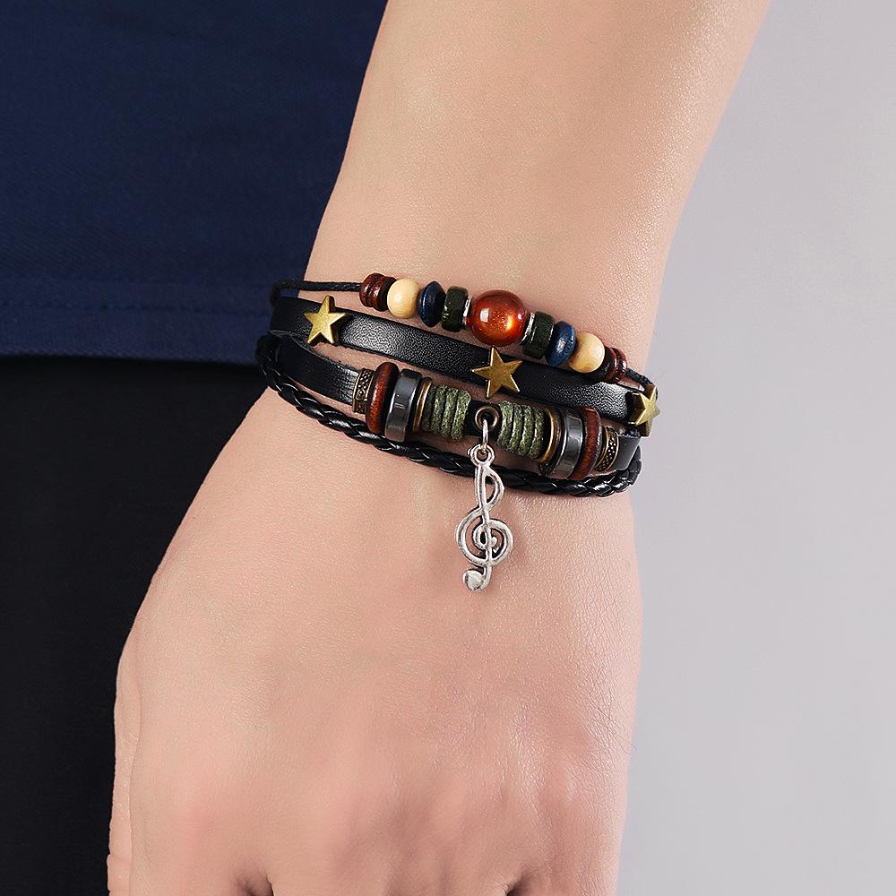 retro leather woven bracelet for men and women handmade