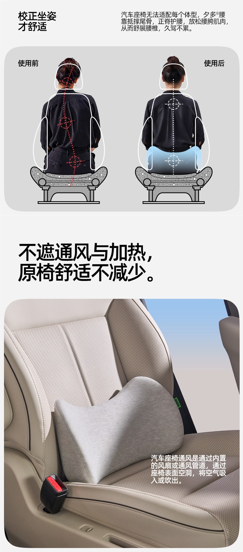 Cicido Gap-Filling Car Lumbar Support Cushion, Car Seat Headrest and Lumbar Support, Tesla Lumbar Cushion