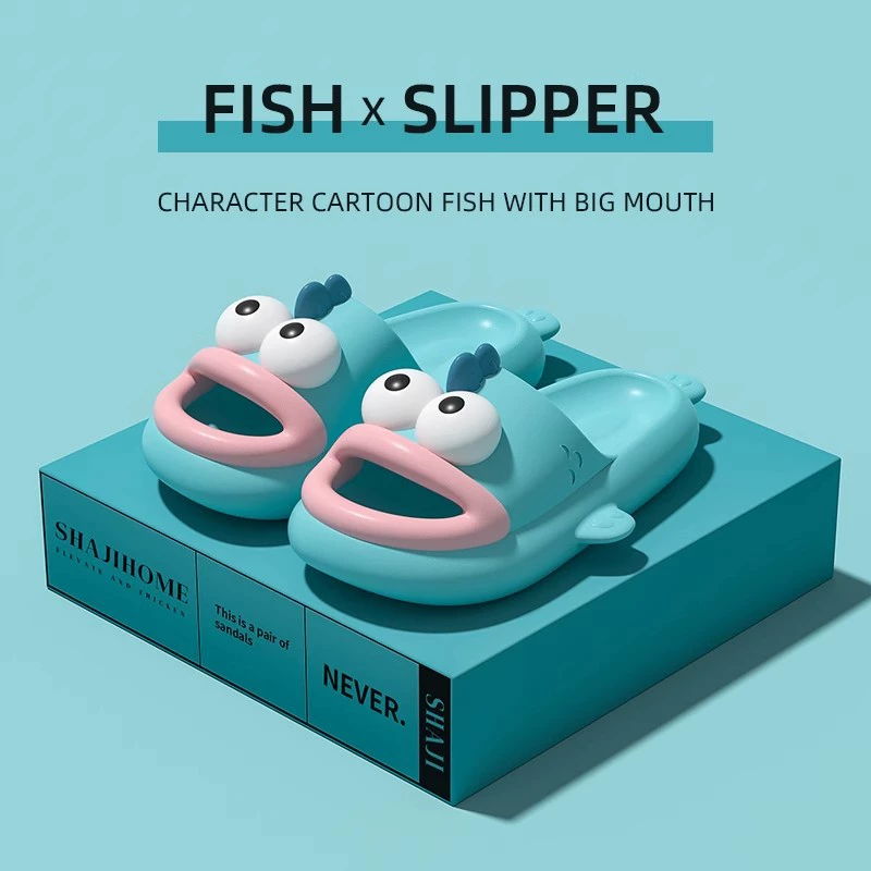 Ugly Fish Slippers Women's Summer Home and Outdoor Slippers 2025 New Funny Anti-Slip Couple Cute Cute Sandals