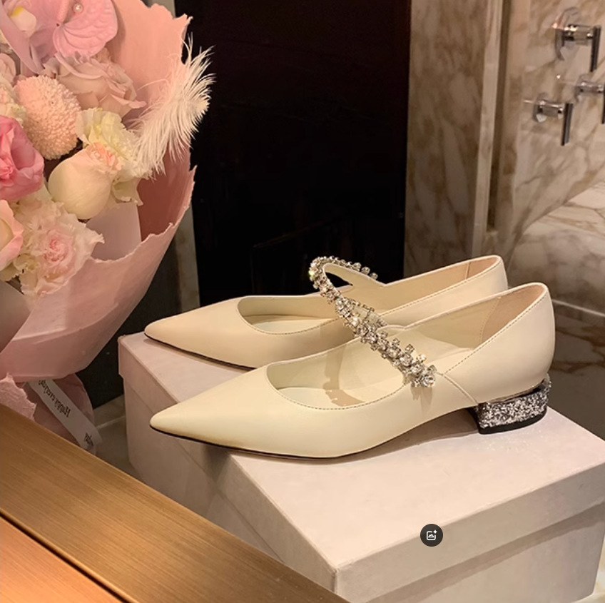 Grava Madre nuevo elegante pequeño punto brillante con un leopardo con un pequeño taón grueso zapatos para mujeres primavera