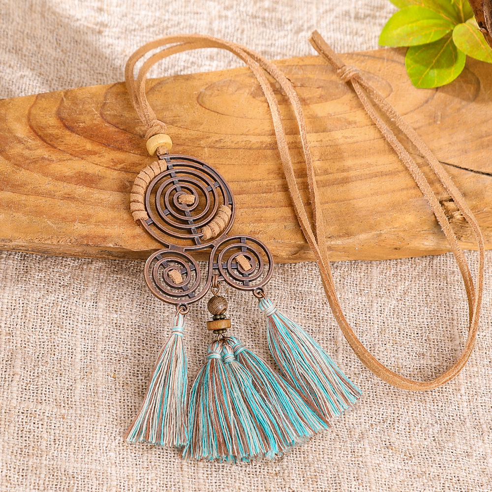 European and American Fashion Casual Style Long Sweater Chain Creative Handmade Woven Tassel Pendant Necklace Vintage Accessories Wholesale