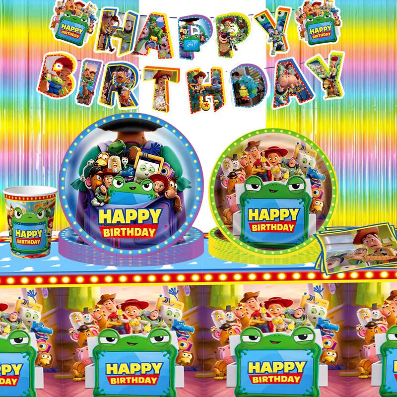 Cross-Border Toy Story 5 Themed Birthday Party Decorations Disposable Paper Plates Cups Balloons Tableware Supplies Cross-Border Toy Story 5 Themed Birthday Party Decorations Disposable Paper Plates Cups Balloons Tableware Supplies