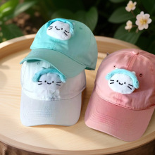 可爱耳机音乐小猫咪鸭舌帽2025新款ins潮百搭显脸小休闲棒球帽子