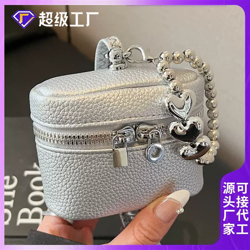 2025春夏新款欧美时尚荔枝纹女迷你水桶包高级感时尚挂脖零钱包包