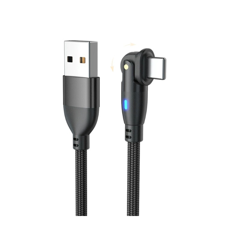 USB Data Rotates 180 Degrees°Elbow Cable Suitable For Huawei, Type-C, Apple, And Honor Fast Charging_voghion.com