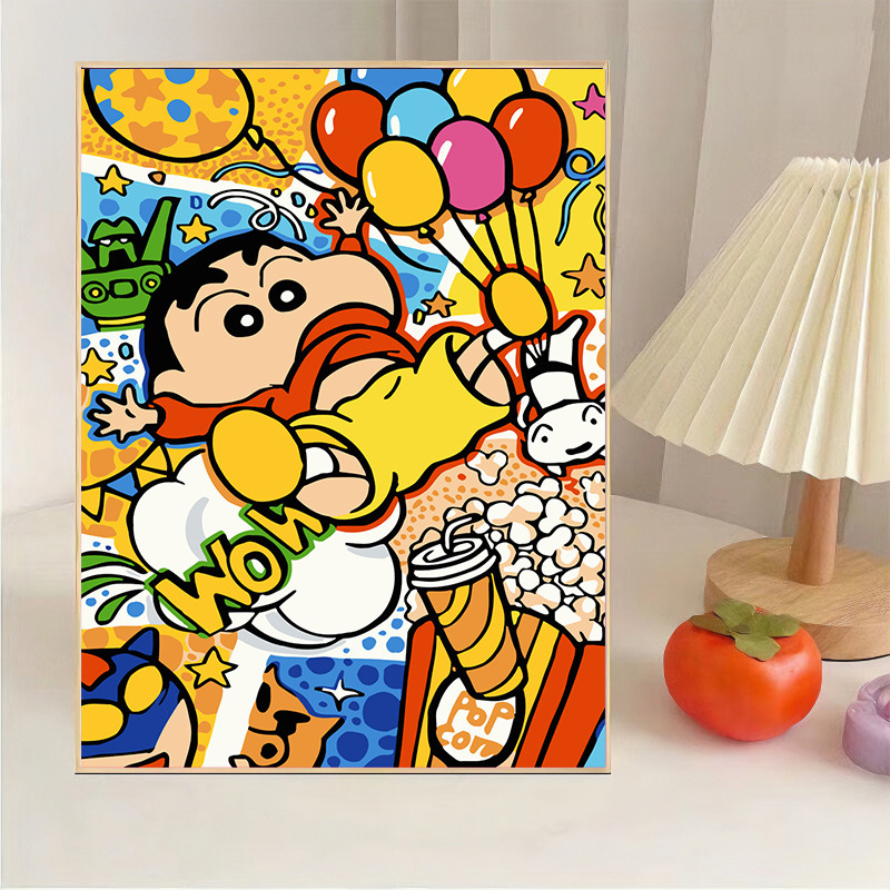 Crayon Shin DIY Digital Oil Painting Children's Cartoon Animation Decoration Hanging Painting Hand-painted Color Filling Oil Painting