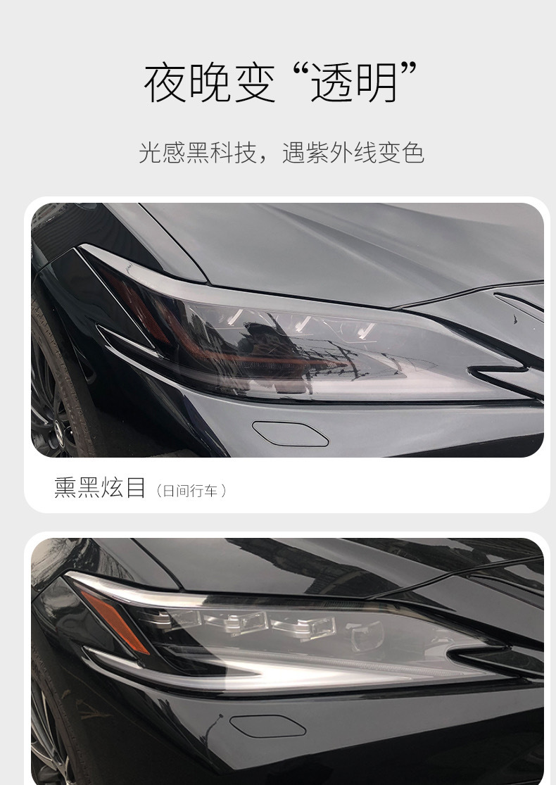 Suitable for Lexus blackened light film, headlight and taillight color changing light control film, transparent black warrior film-TPU