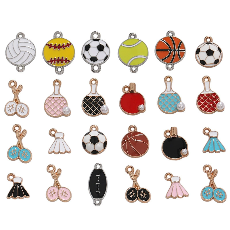 Оптовая продажа 1 мультяшный подвесной кулон в виде спортивного мяча с эффектом капель масла, аксессуары для DIY сережек, браслетов, ожерелий и украшений