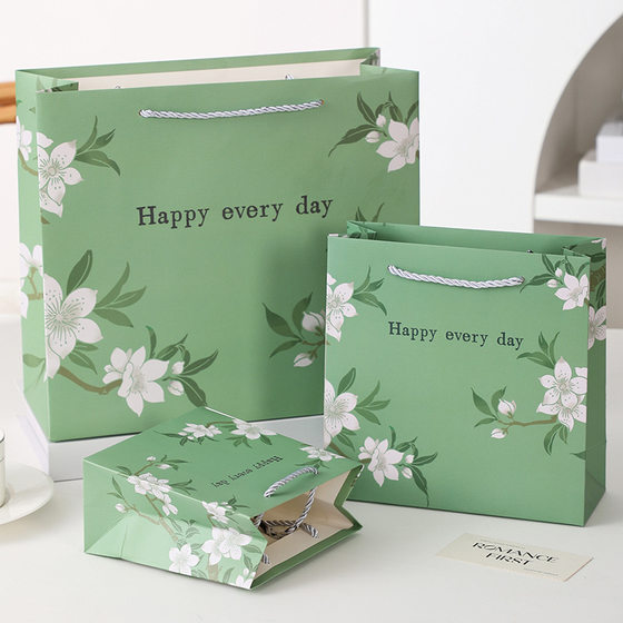 Small fresh green flower gift bag tea high-end handbag clothing accessories gift universal packaging bag wholesale