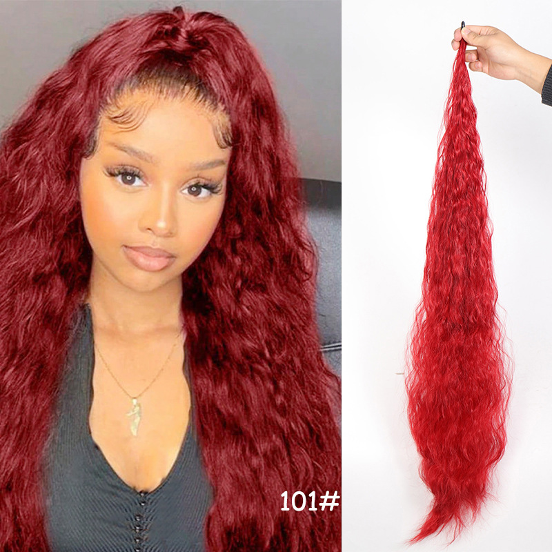 Unisex around wig ponytail chemical fiber fluffy magic wand ponytail corn silk extended version_voghion.com