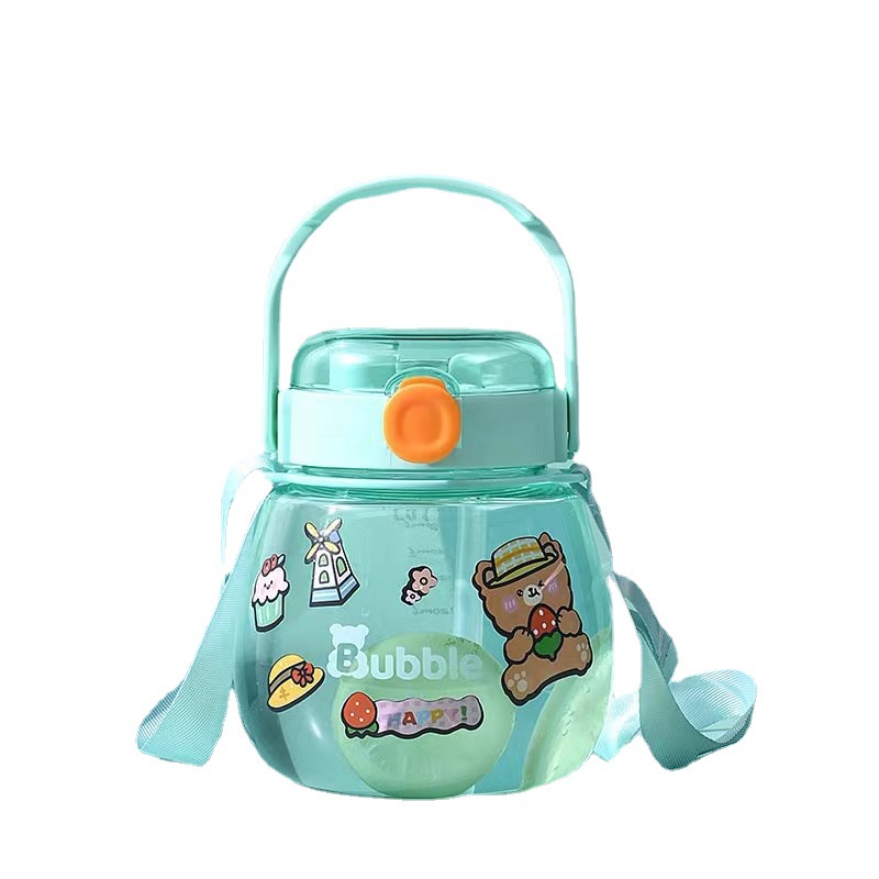 Qitong nueva taza de agua para que los niños vayan a la escuela 1000ml taza de paja de gran capacidad portátil taza de vientre grande para estudiantes en la temporada escolar