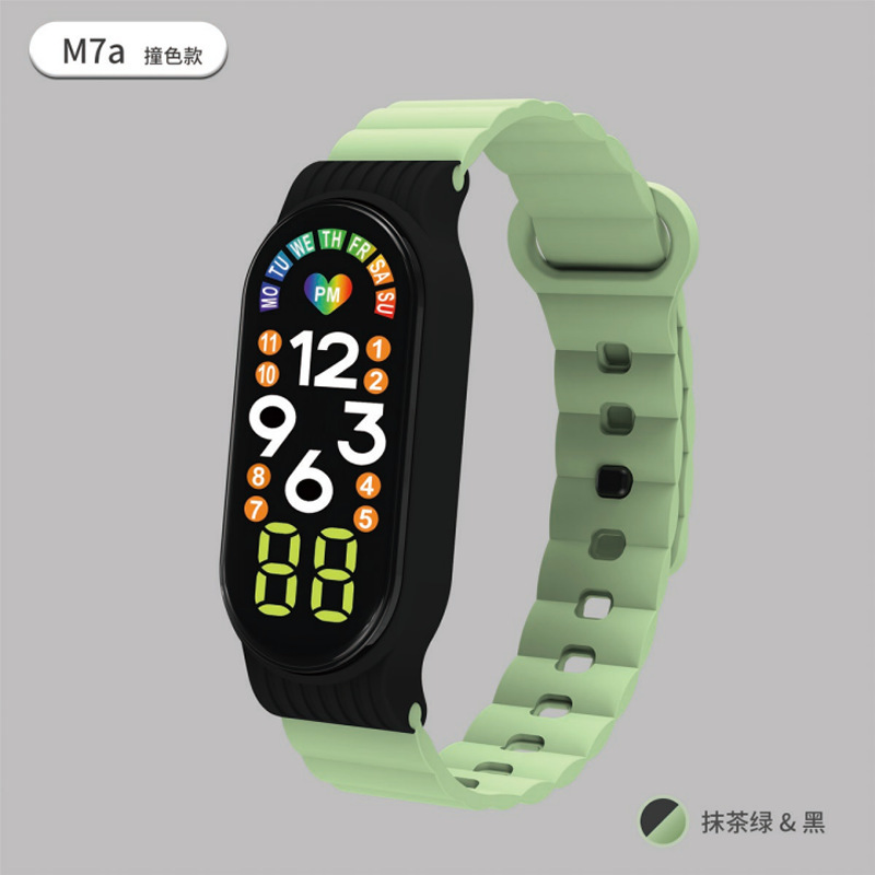 Venta directa de fábrica M 7 M7a contraste color LED reloj electrónico pulsera para niños vida impermeable reloj electrónico en stock al por mayor