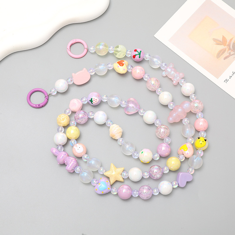 Nuevo acrílico cuentas teléfono móvil cadena perla crossbody Correa cadena teléfono móvil caso colgante regalo para las mujeres