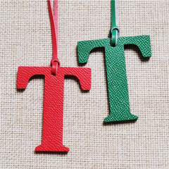 T English uppercase letter leather bag pendant name initial necklace decoration