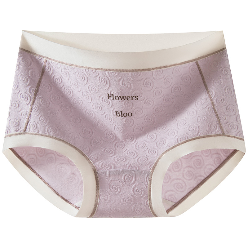 Verano nuevo estilo Clase A ropa interior de mujer de algodón para bebés 7A seda antibacteriana entrepierna inferior jacquard cintura media delgada transpirable sin costuras
