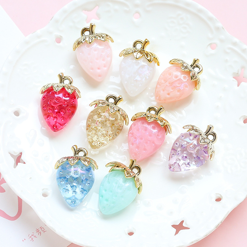 5g Weight Pendant Jewelry Making Type DIY Jewelry Accessories Classification 1 Piece Quantity Artificial Crystal Material Strawberry Pattern Sweet Style 1 Piece Arylic Artificial Crystal Strawberry Pendant 无