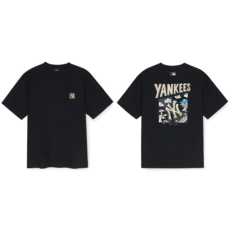 韓国新作MLBバックロゴ大プリントNY半袖Tシャツ男女兼用刺繍カジュアル半袖|undefined