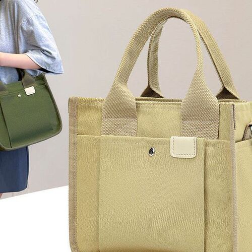 Original Japanese bucket tote canvas bag, simple and versatile, artistic one-shoulder portable lunch box bag for women cross-body