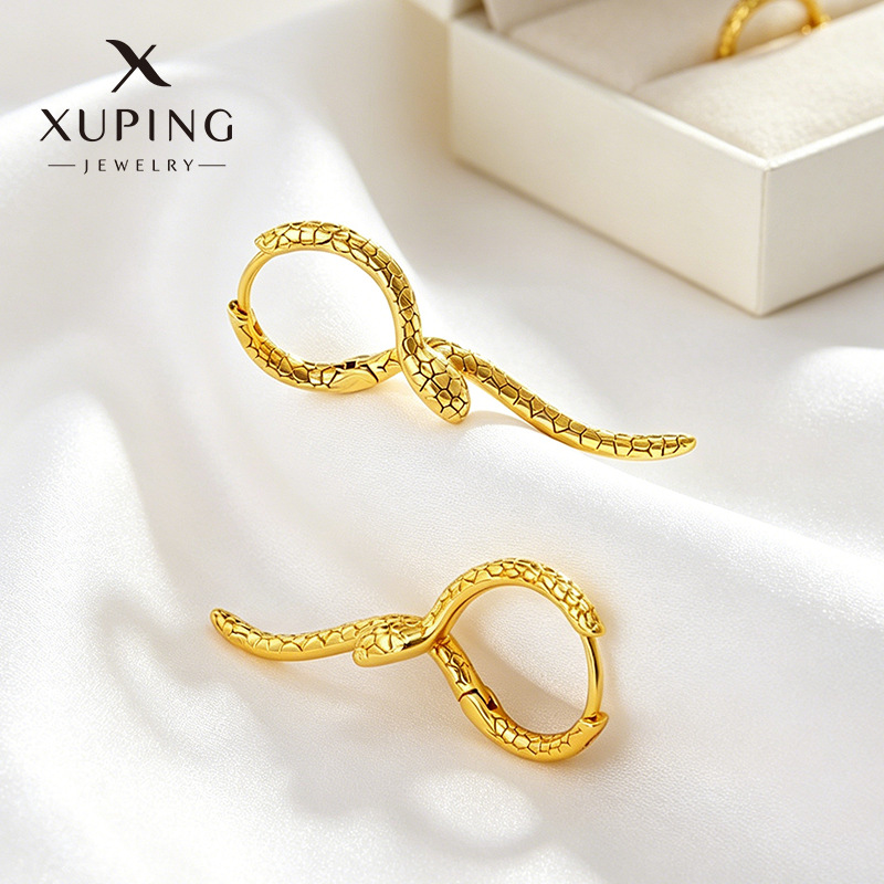 Joyas Xuping retro personalidad europea y americana serpiente cruzada alrededor de pendientes de serpiente ágiles temperamento frío pendientes de moda