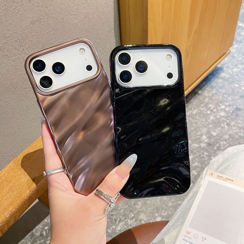 ins纯色立体褶皱适用iPhone16promax苹果17手机壳14/13软壳高级感|undefined