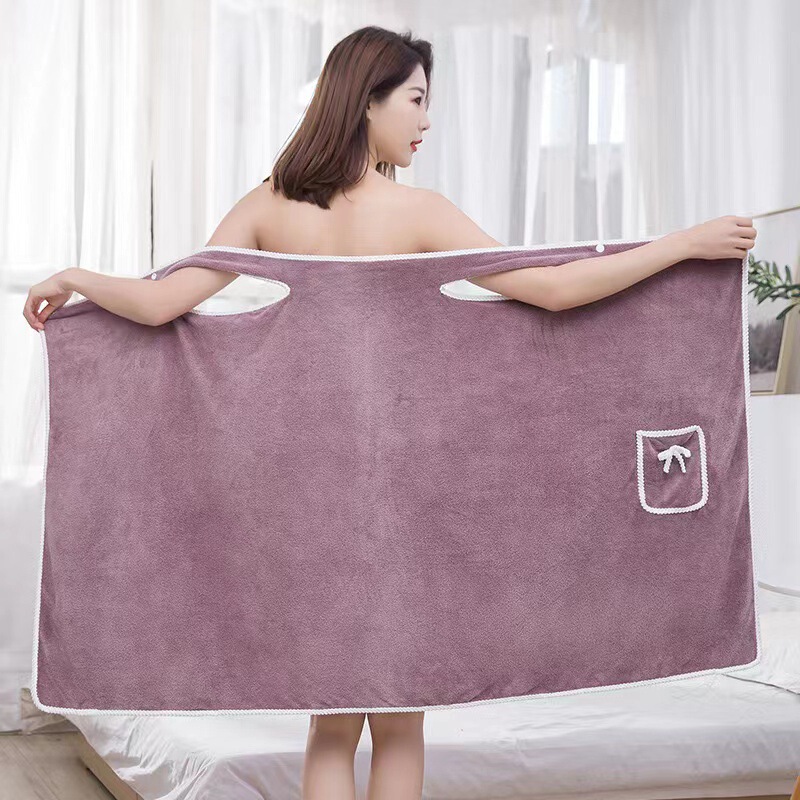 Coral fleece bath skirt wholesale than cotton absorbent thickened bathrobe adult women's bathrobe home bath towel class a