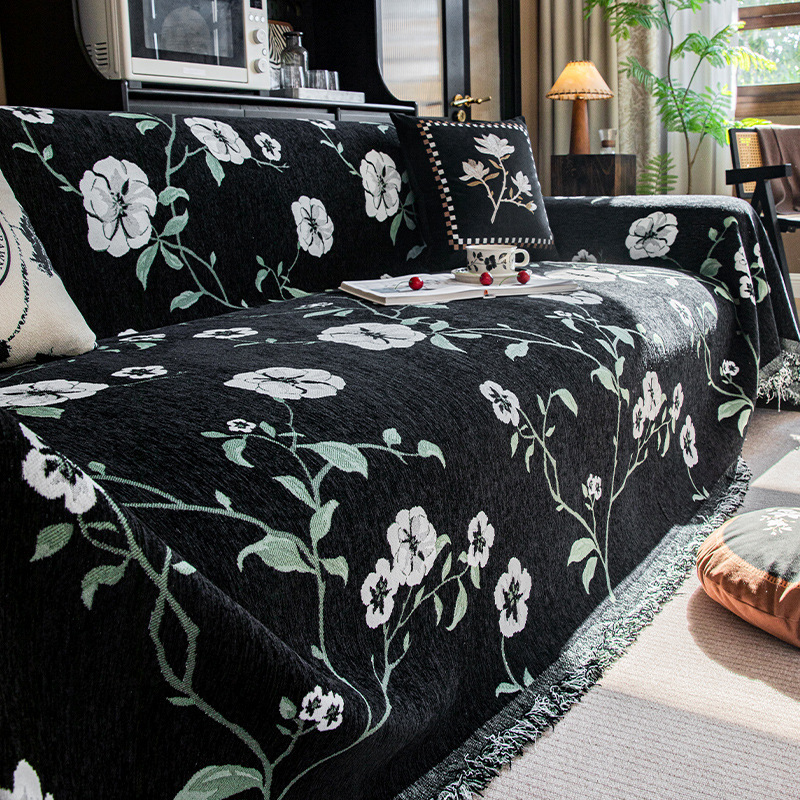 Retro Style Sofa Towel Broken Flower Sofa Cover Full-Covering Thickened Sofa Cover Advanced Sofa Cover Cloth All Seasons Universal