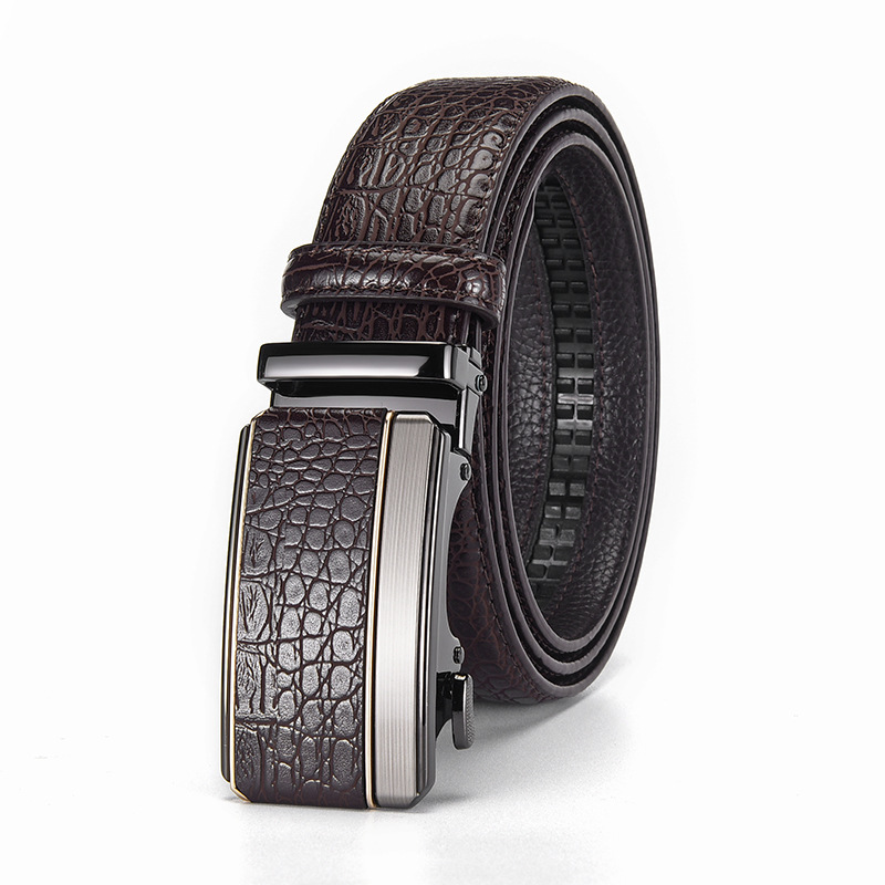 Crocodile Pattern Automatic Buckle Belt For Men Trendy Waistband_voghion.com
