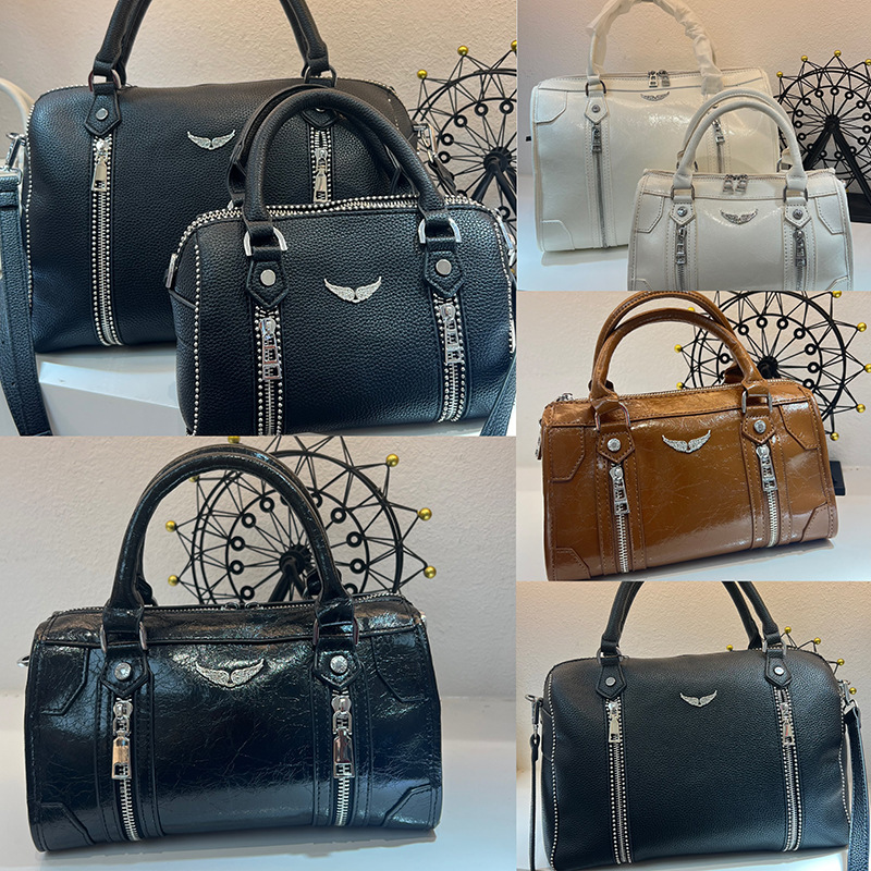 Cross-border Exclusive ZV French Crossbody Shoulder Bag All-match Women's Pillow Bag Boston Large Capacity Stud Wings Bag Cross-border Exclusive ZV French Crossbody Shoulder Bag All-match Women's Pillow Bag Boston Large Capacity Stud Wings Bag