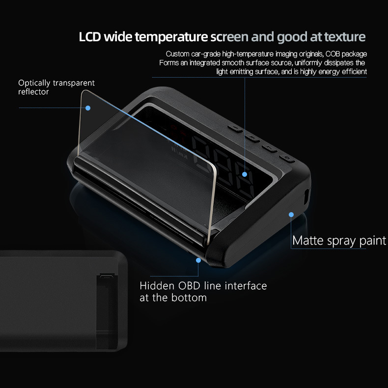 Car Head-Up Display Hd Multi-Function Vehicle-Mounted Hud Speedometer Projector Obd2 Head-Up Display