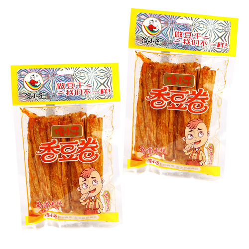 Stupid kid Dou Xiang spicy strips 80g spicy bean roll Hunan specialty five-spice braised bean curd 60g spicy and spicy bean curd