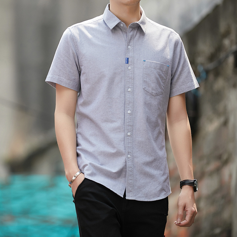 Pure Cotton Short-Sleeved Shirt for Men, Summer 2026 New Thin Style, Full Cotton Shirt for Young People, Business Casual, Non-Iron Shirt